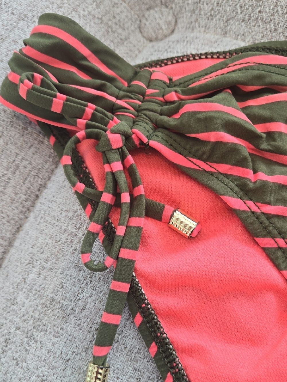 Cremieux Olive & Coral Striped Bikini Set - Picture 4 of 10